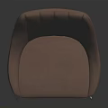 Brown Leather Leisure Chair With Vertical Striped Backrest And Metal Legs