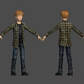 Young Boy 3D Character Model With Front And Back Views In Plaid Shirt And Jeans