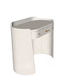 Elegant White Dressing Table With Quilted Stitching Soft Upholstered Sides And Metal Handle Drawers