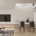 Modern Apartment Interior Design With Staircase Dining Table Sofa Plants And Artwork