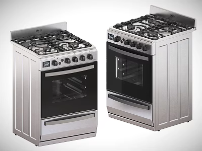 Modern Stainless Steel Gas Range With Oven And Cooktop Kitchen Appliance 3d model