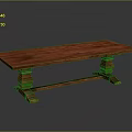 Classic Mahogany Long Table With Carved Legs Stretcher Base And Smooth Surface