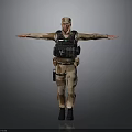 Military Personnel In Camouflage Uniform With Tactical Gear And Arms Outstretched