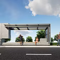 Modern Roadside Facilities Featuring Shelter Seats And Waiting Area For Pedestrians