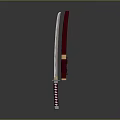 Traditional Japanese Katana Weapon With Red Sheath And Wrapped Handle Design