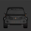 Black Modified SUV With BIG PERFORMANCE Decal Sporty Front Grille Large Wheels And Roof Antennas