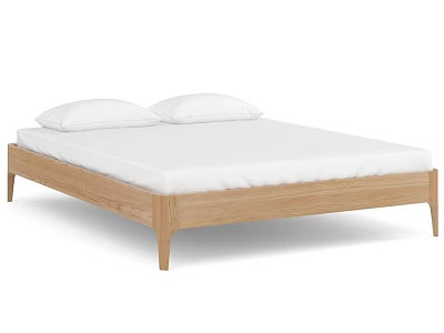 Minimalist Double Bed With Wooden Frame White Mattress And Two Pillows 3d model