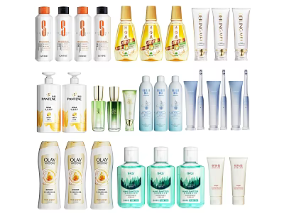Assorted Perfume Cosmetic Products With Various Bottles And Skincare Collection Set 3d model