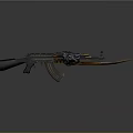 Decorated Rifle With Orange And Blue Flame Patterns Ornate Design Shiny Surface
