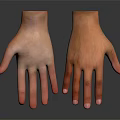 Realistic Human Hands With Lifelike Skin Texture And Pink Nails On Reflective Background