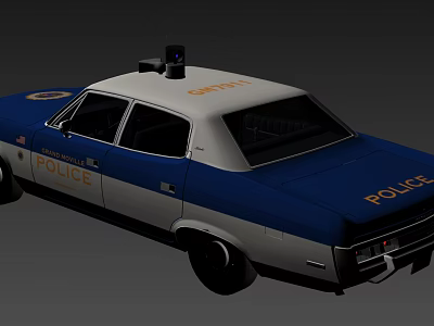 Classic Blue White Police Car With Roof Equipment And Law Enforcement Features 3d model