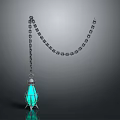 Elegant Turquoise Lit Candle Lamp With Hanging Chain And Decorative Metal Base