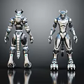 Smart Machine Robot Featuring Silver White Mechanical Design Front And Back Views