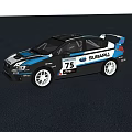 Subaru Race Car Model With Number 75 Black Blue And White Stripes