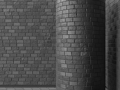 Building Components Featuring Gray Brick Wall and Cylindrical Column Design 3d model