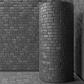 Building Components Featuring Gray Brick Wall and Cylindrical Column Design 3d model