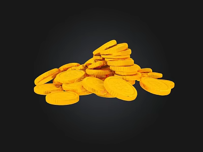 Elegant Gold Jewelry Collection Featuring Stacked Shiny Gold Coins Design Pieces 3d model