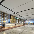 Modern Hotel Lobby Interior With Cloud Pendant Lights Marble Walls And Golden Accents