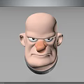 3D Animated Character Head With Bald Features And Serious Facial Expression 3d model