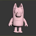 Pink Cartoon Character Sculpture With Ears Limbs And Smooth Surface Design