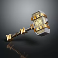 Ornate Decorative Hammer With Gold Silver Accents And Intricate Geometric Patterns