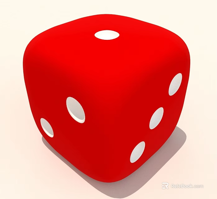Red Toy Dice With White Dots 3D Rendering Isolated On Light Background 3d model 