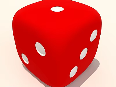 Red Toy Dice With White Dots 3D Rendering Isolated On Light Background 3d model