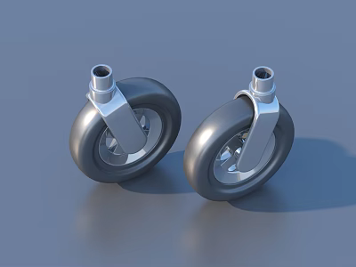 Two Durable Rubber Casters With Metal Brackets For Daily Living Supplies 3d model