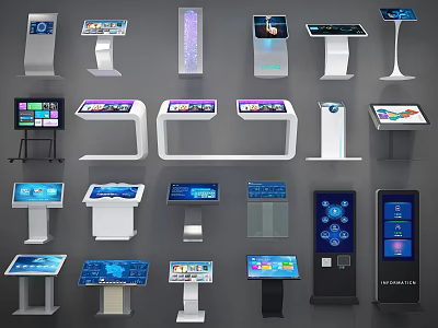 Public Facility Interactive Information Kiosks With Touchscreen Displays And Modern Designs 3d model