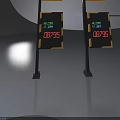 Swing Door with Welcome Text 08795 Black Yellow Frames Green Indicator Lights Top Black Devices