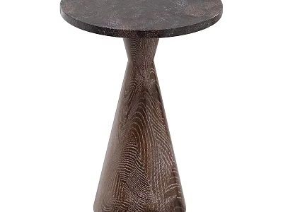 Wooden Coffee Table With Round Top And Unique Cone Shaped Base Design 3d model