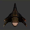 3D Reptile Model With Dark Gray Scaly Body Open Mouth And Red Claws