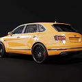 Yellow Bentley SUV with Black Wheels and Red Calipers Stylish Exterior Design on Black Background