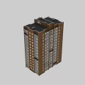 Modern Residential Tower With Yellow Brick Exterior Windows Balconies And Air Conditioners