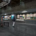 Industrial Museum Interior Featuring Large Vintage Equipment Display Boards And Visitors