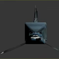 Blue Shark Model Showcased On Gray Background With Reflective Surface 3d model