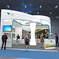 Modern VALE Exhibition Booth With White Green Design Digital Screen And People Visiting