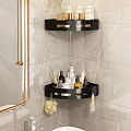 Black Bathroom Corner Shelf Wall Mounted Organizing Toiletries with Shower Accessories