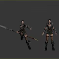 Game Movie Female Warrior Characters Wearing Armor With Spear In Dynamic And Standing Poses