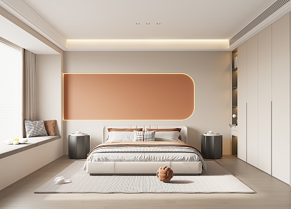 Modern Cream Style Bedroom Cream Bedroom 3d model