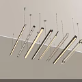 Modern Linear Chandeliers with Varied Lengths Hanging from Ceiling for Warm Illumination 3d model