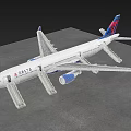 Delta Airline Airplane With Open Doors And Deployed Slides On Tarmac Under Cloudy Sky