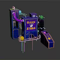 Clean Strike Sports Equipment with Blue Purple Structure Yellow Ball and Console