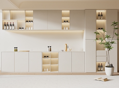 Modern Wine Cabinet Cream Wine Cabinet 3d model