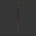 Ornate Red Staff Weapon With Golden Decorative Top And Polished Shaft