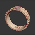 Modern Stylish Fashion Ring With Geometric Top Textured Zigzag Edge Band And Engraved LRG Initials