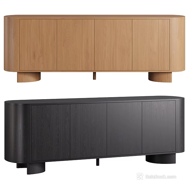 Modern Light Wood and Black Wooden TV Stand with Sleek Minimalist Design 3d model 