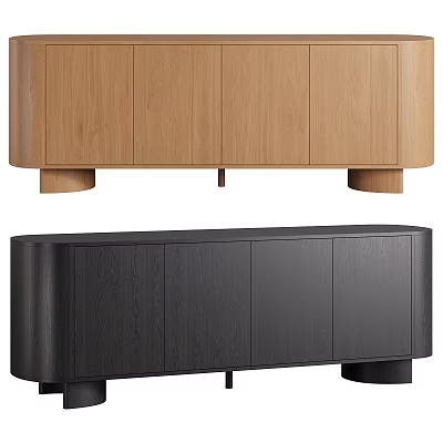 Modern Light Wood and Black Wooden TV Stand with Sleek Minimalist Design 3d model
