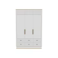 Modern White Wardrobe With Gold Handles And Drawers For Interior Storage