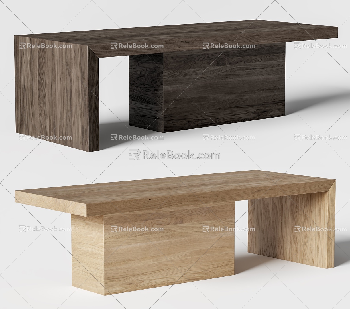 Solid Wood Bench Middle Long Bench Silent Bench 3d model